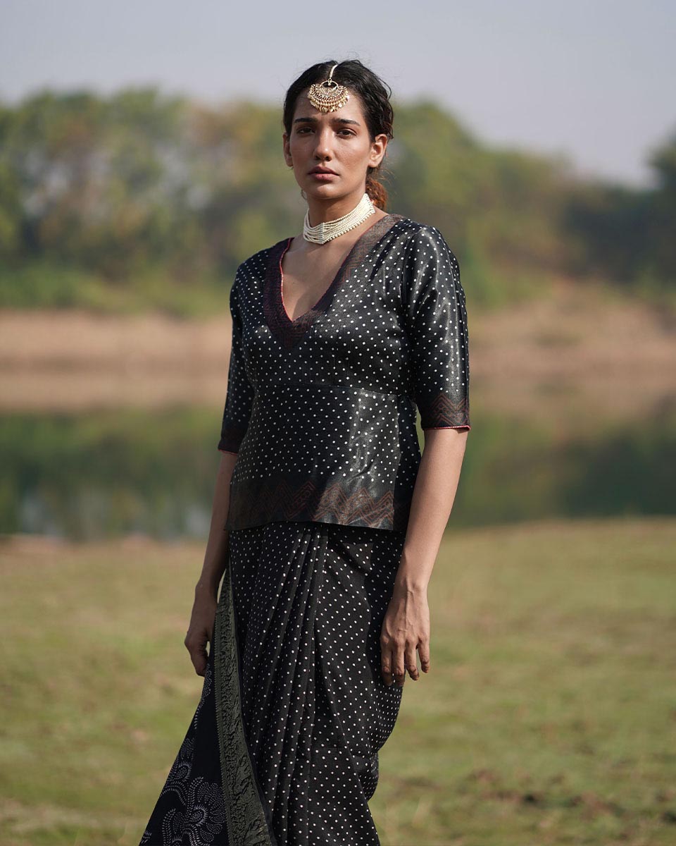 Radhika Blockprinted Mashru Silk Blouse - RB