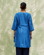 Aasmani Khwab Blue Handblock Printed Chanderi Silk Kurti - CHD
