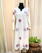 Heritage White Hand block Print Kurta - Love Despite