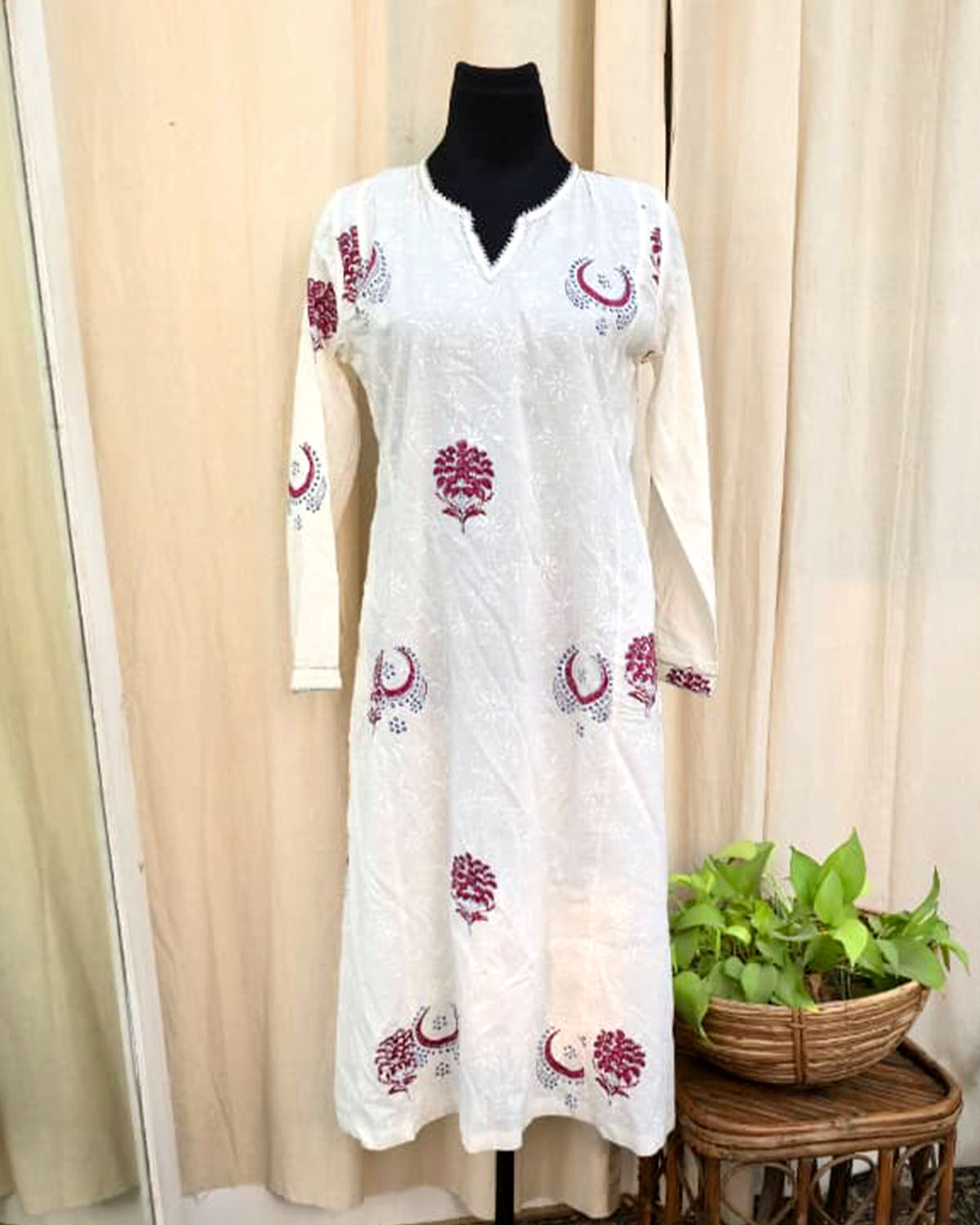 Heritage White Hand block Print Kurta - Love Despite