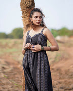 Soft Moonlight Blockprinted Cotton Dress-WWB