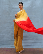 Calm Glide Yellow Handblock Print Modal Silk Saree - Flow