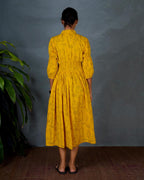 Ziya Yellow Hand Block Printed Dress-MYA