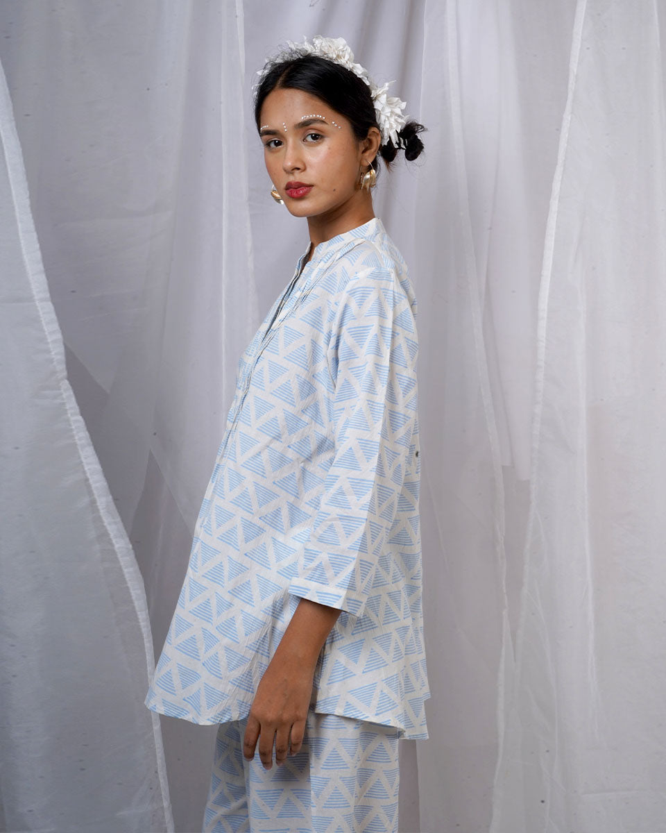 Kuhu Ivory Hand Block Printed Top-BAD