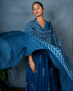 Shyama Teal Green Hand Block Printed Dupatta-MYA