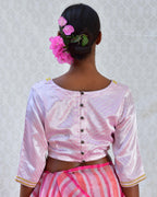 Lavender Sip Handblockprinted Mashru Silk Blouse - Bgvl