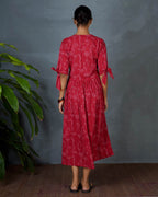 Saanjhika Red Hand Block Printed Dress-MYA