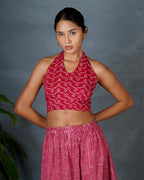 Smriti Red Hand Block Printed Top-MYA