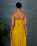 Amaira Yellow Hand Block Printed Dress-MYA