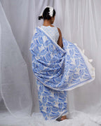 Rimi Ivory Hand Block Printed Saree-BAD