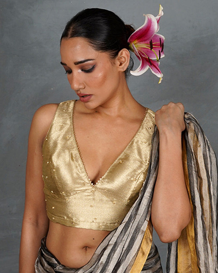 Seek Radiance Golden Tissue Silk Blouse - TARA