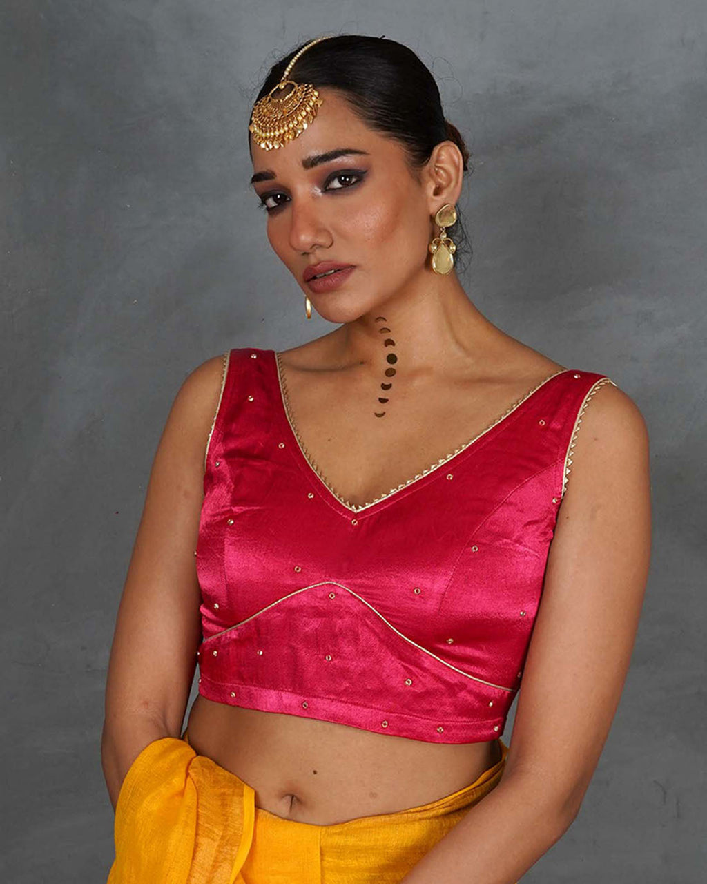 Vasudha Pink Mashru Silk Blouse - TARA