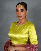 Leela Lime Green Mashru Silk Blouse - TARA