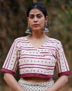 Inaaya Ivory Block Printed Cotton Blouse - WW