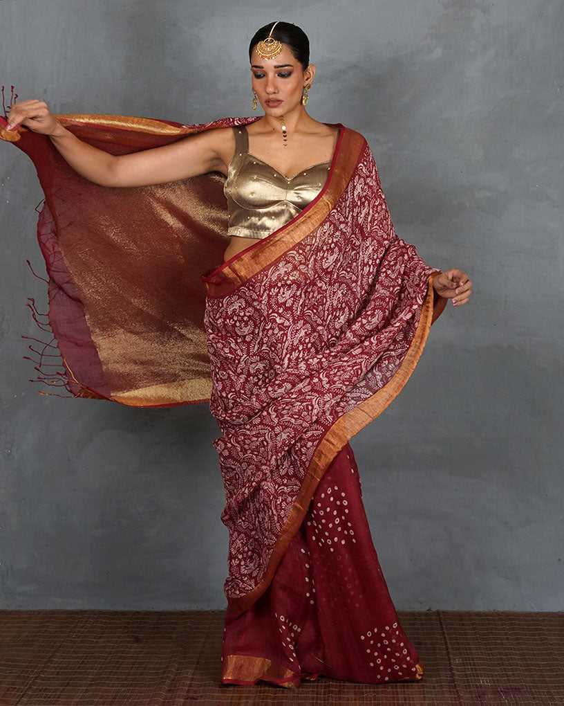 Naara Gold Tissue Silk Blouse - TARA