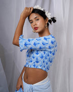 Diti Blue Hand Block Printed Blouse-BAD