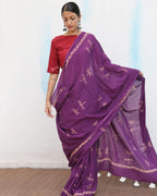 Shallot Handblockprinted Cotton Saree - Fmtm