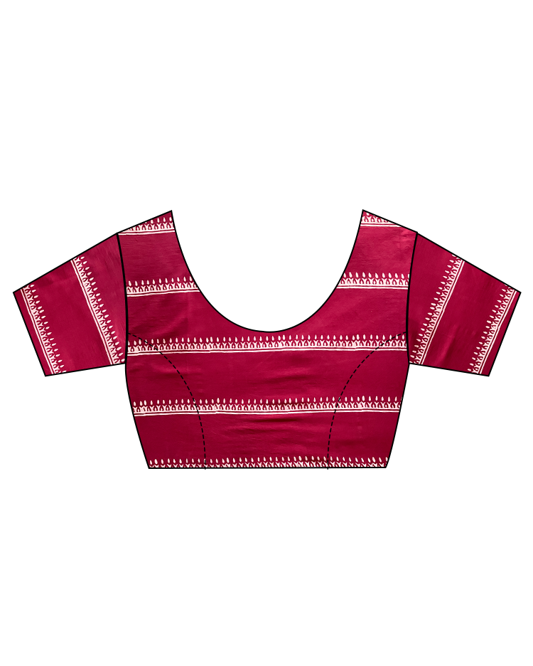 Breeze Maroon Block printed Cotton Saree