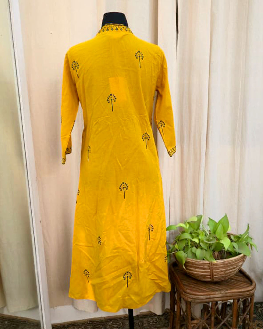 Saanjh Yellow Hand Block Print Kurta - Love Despite