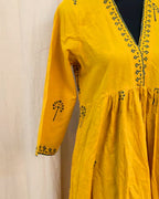 Saanjh Yellow Hand Block Print Kurta - Love Despite
