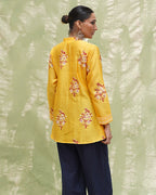 Kiran Si Tu Yellow Handblock Printed Chanderi Silk Kurti - CHD