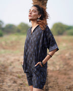 Swaying Silence Blockprinted Cotton Dress-WWB