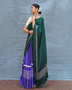 Slow Ripple Green Handblock Print Modal Silk Saree - Flow