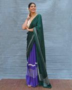 Slow Ripple Green Handblock Print Modal Silk Saree - Flow