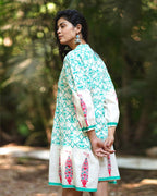 Petuniaâ€™s Poise Teal Green Block Printed Cotton Dress - MMG