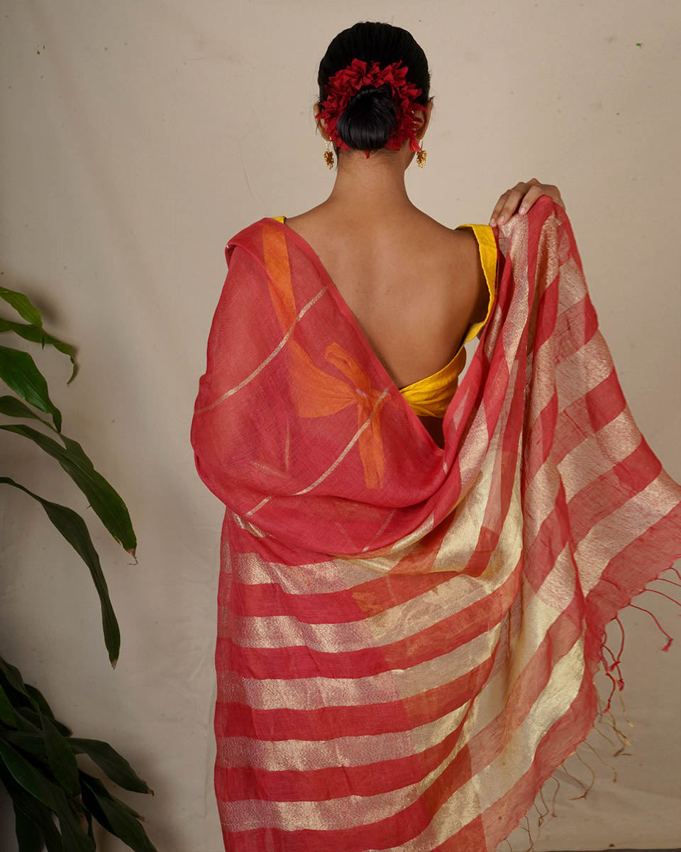 Rashmi Handwoven Linen Zari Blouse - Eknoor