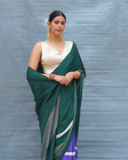 Slow Ripple Green Handblock Print Modal Silk Saree - Flow