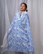 Milu Blue Hand Block Printed Dupatta-BAD