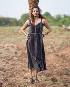 Soft Moonlight Blockprinted Cotton Dress-WWB