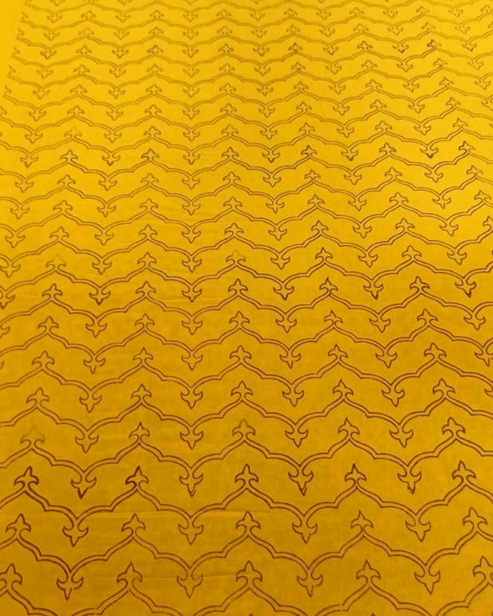 Rhea Yellow Hand Block Printed Bottom Pant-MYA