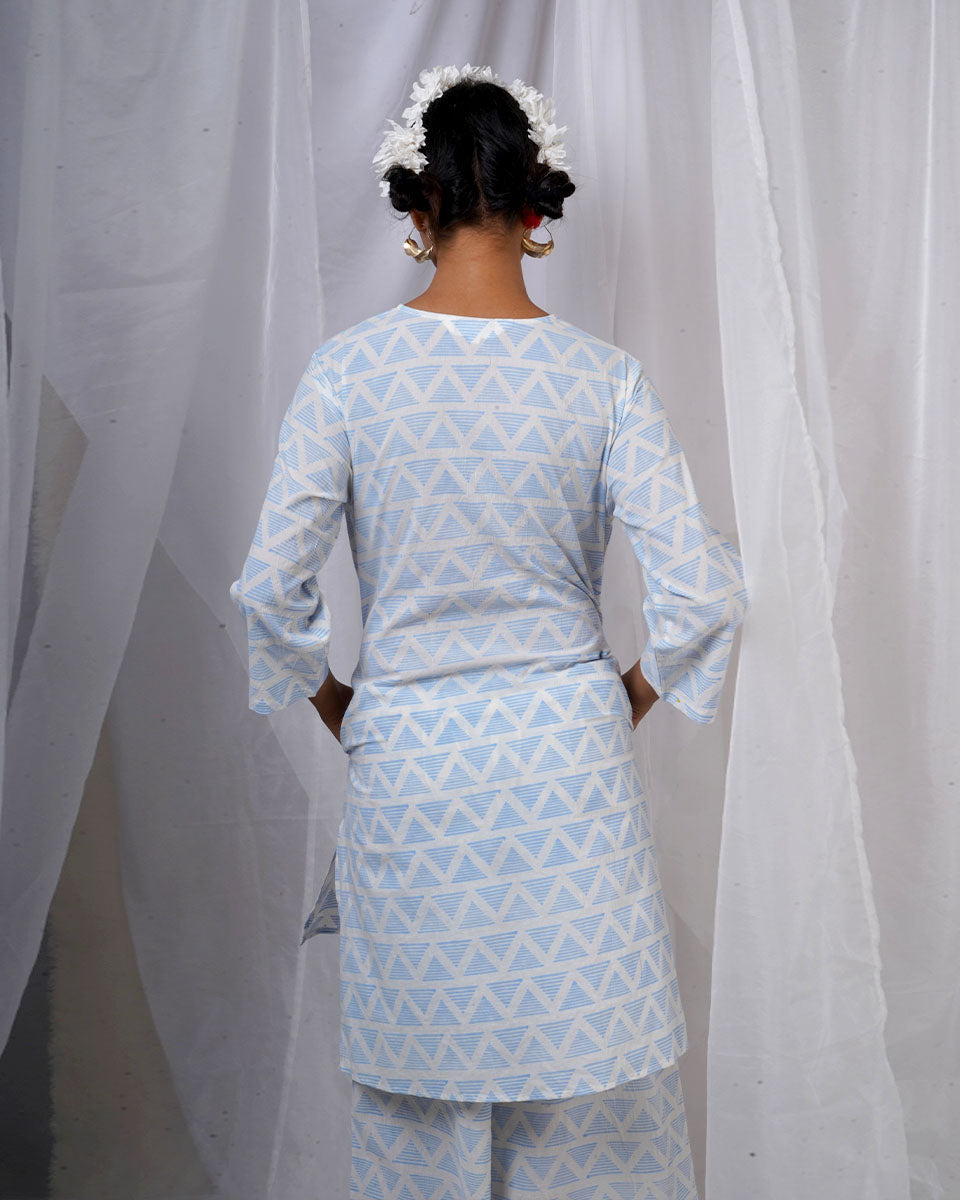 Chaaya Light Blue Hand Block Printed Kurti-BAD