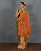 Catch Stars Mustard Gold Handwoven Linen Saree - TARA