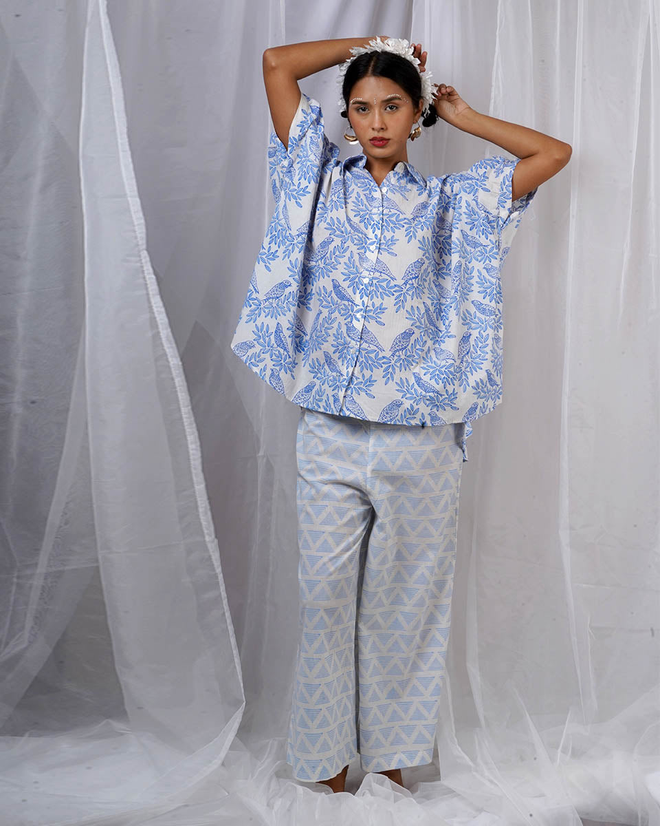 Neelki Blue Hand Block Printed Top-BAD