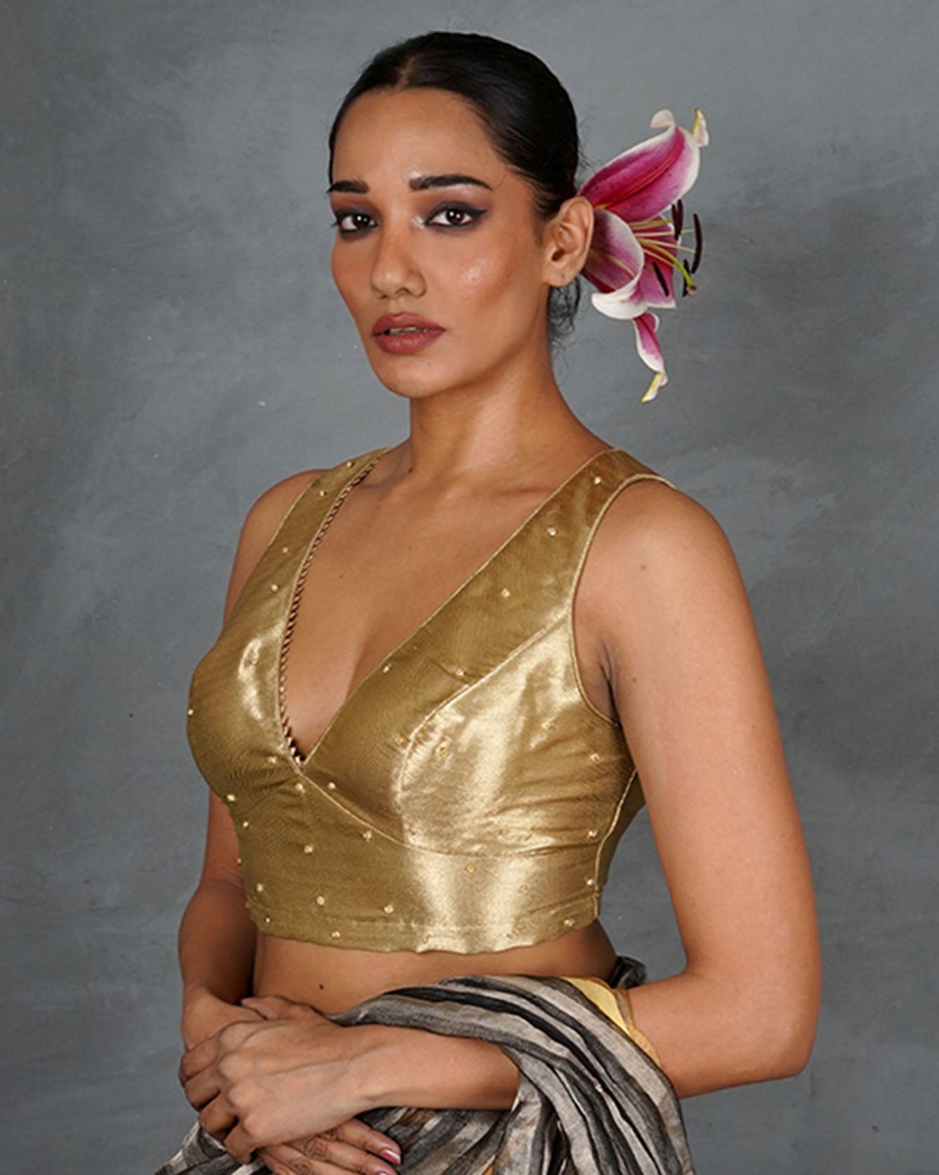 Seek Radiance Golden Tissue Silk Blouse - TARA