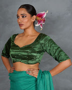 Light Within Green Mashru Silk Blouse - TARA