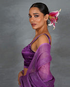Lead Light Purple Mashru Silk Blouse - TARA
