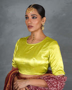 Leela Lime Green Mashru Silk Blouse - TARA