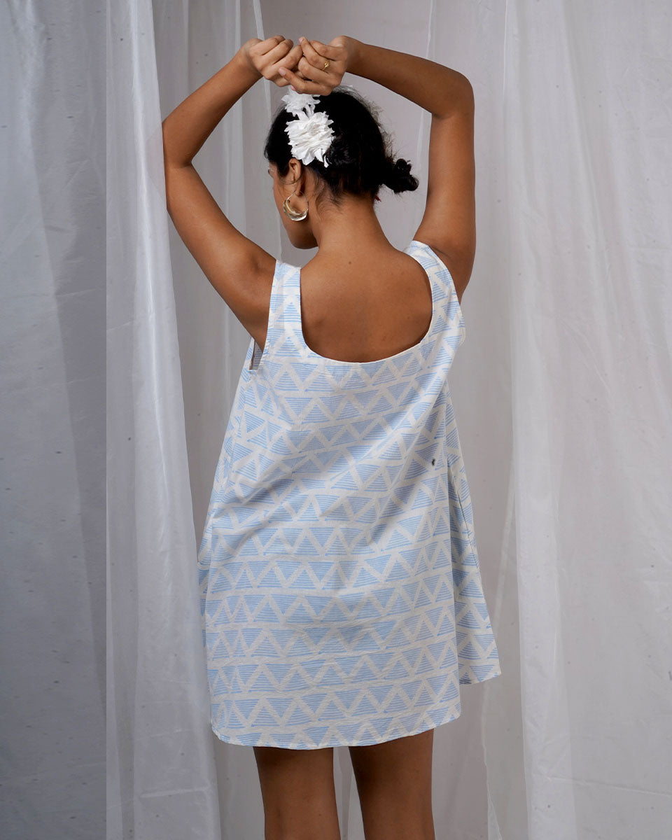 Taru Ivory Hand Block Printed Dress-BAD