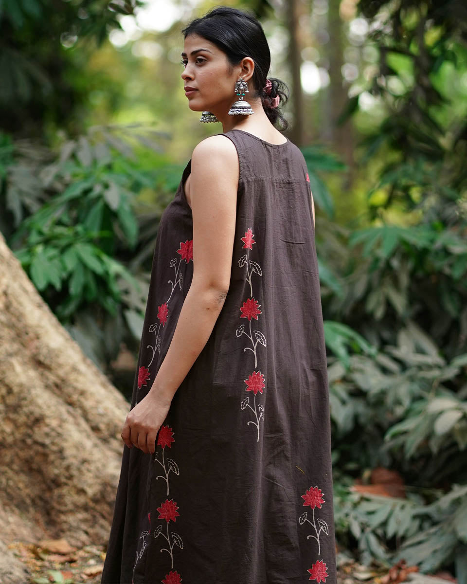 Suhani Brown Block Printed Cotton Dress - WW