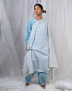 Chikki Blue Hand Block Printed Dupatta-BAD