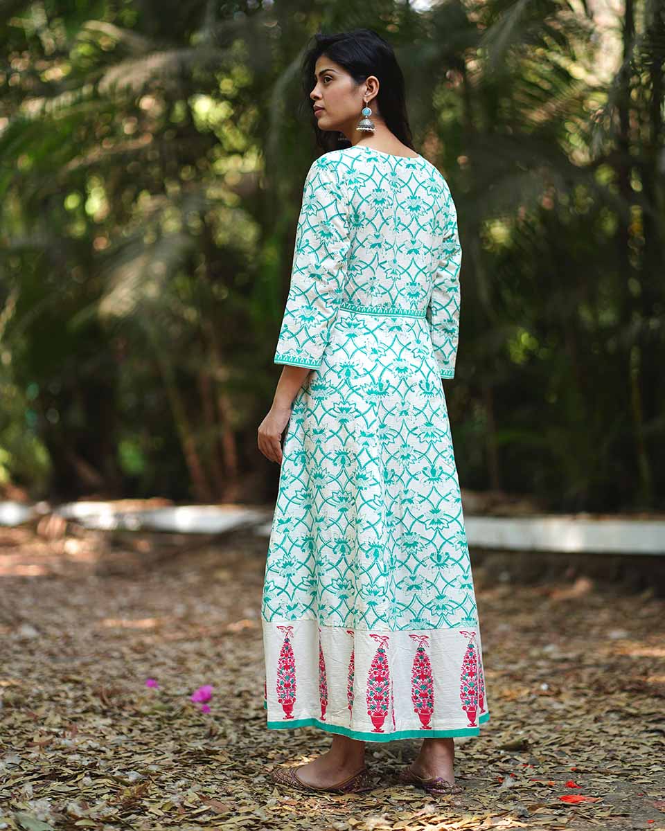 Summer Fashion | Teal Green Cotton Dress | Dress Design | Chidiyaa