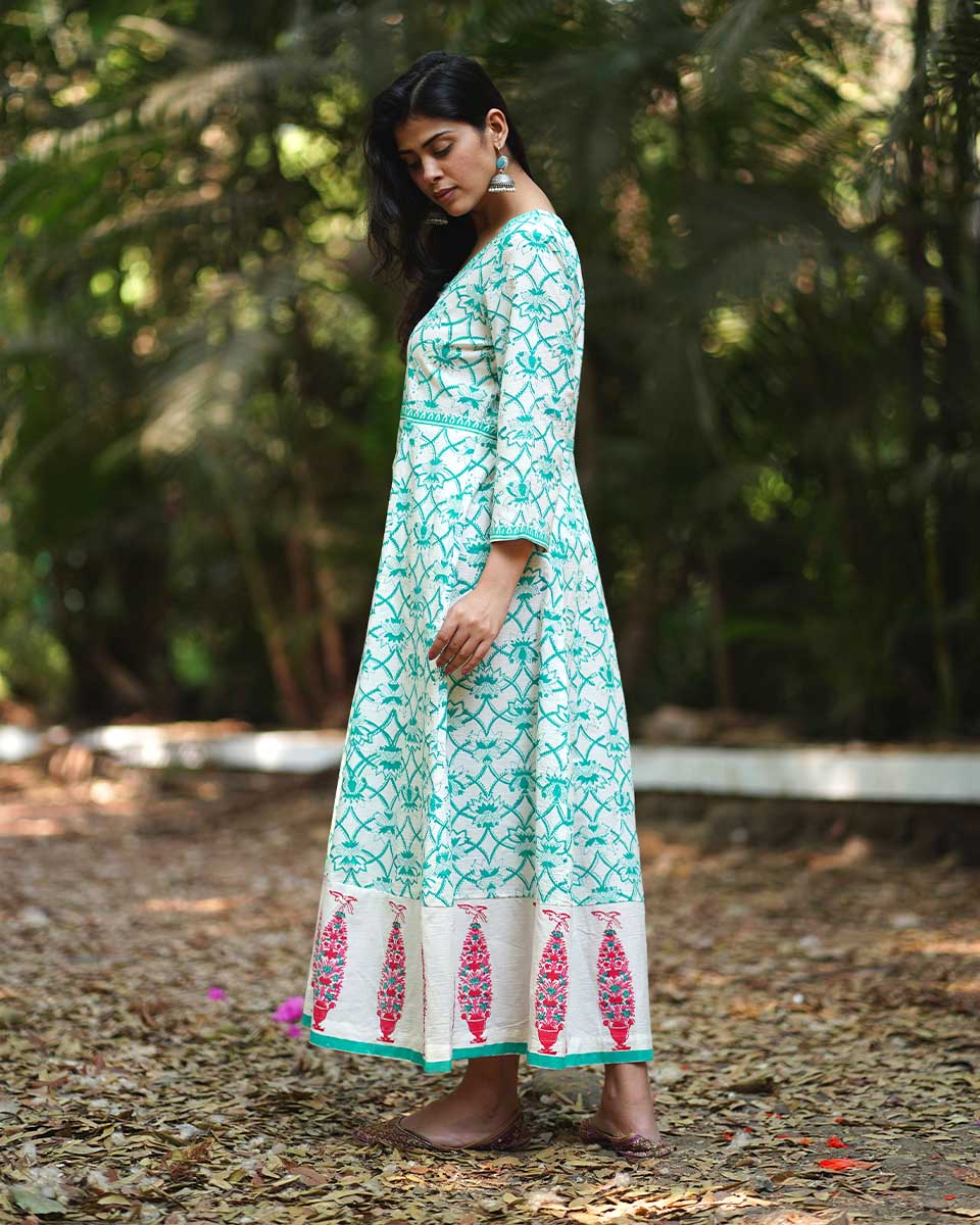 Dress | Summer | Cotton Dress | Green Cotton Dress | Chidiyaa