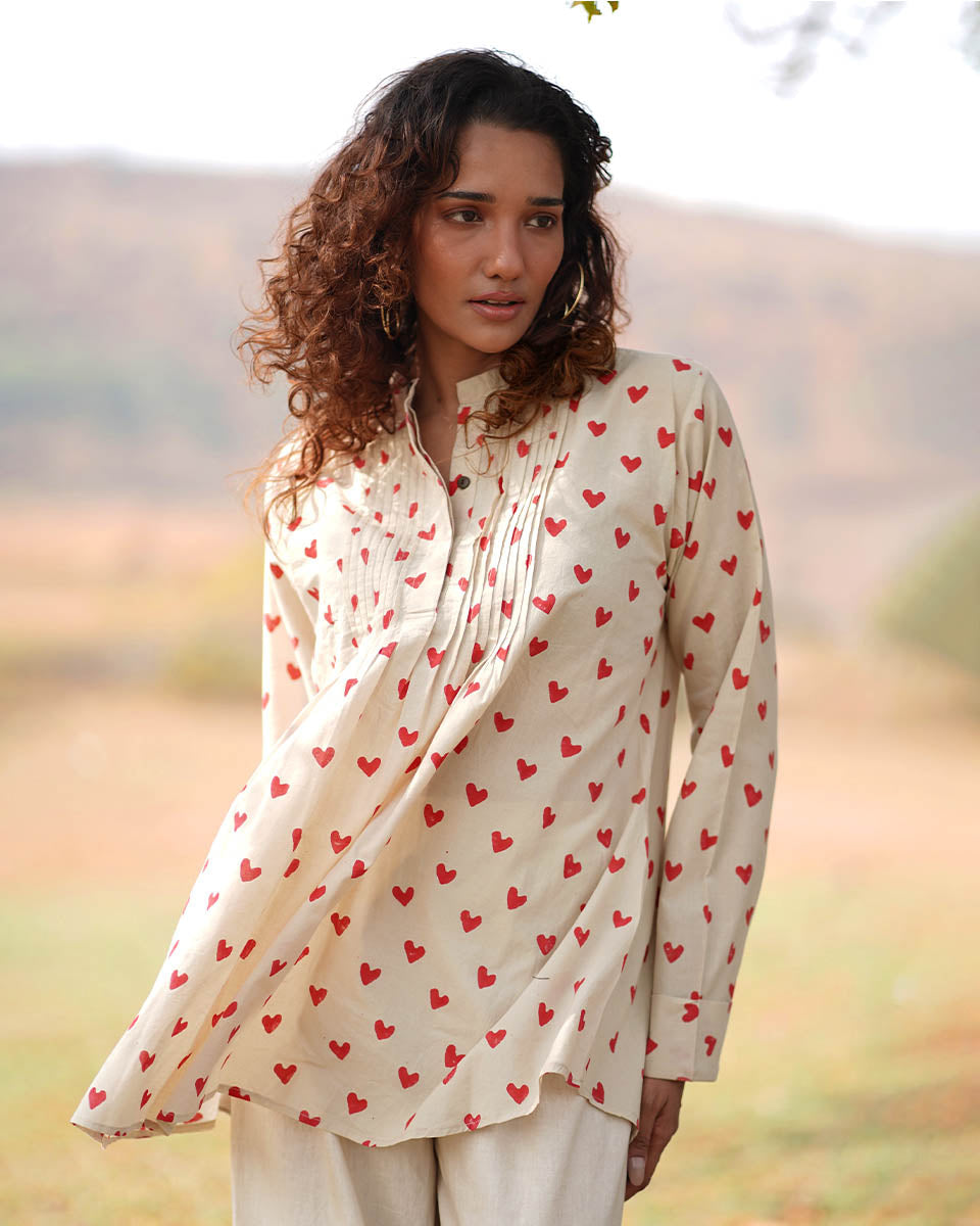 Dil Ibadat Handblock Printed Cotton Top