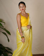 Jasnoor Yellow Handwoven Linen Zari Saree - Eknoor