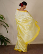 Jasnoor Yellow Handwoven Linen Zari Saree - Eknoor