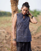 Evening Primrose Blockprinted Cotton Top-WWB